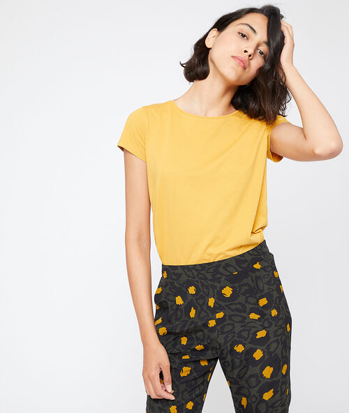 T-shirt  mit rundem ausschnitt aus baumwolle ocker.