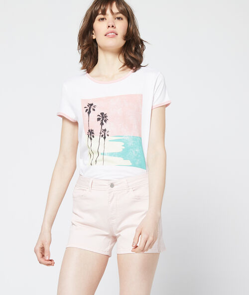 Shorts mit metallic-paspel nude.