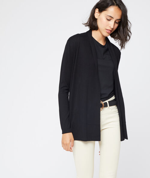 Weste mit schalkragen aus feinem strick schwarz.