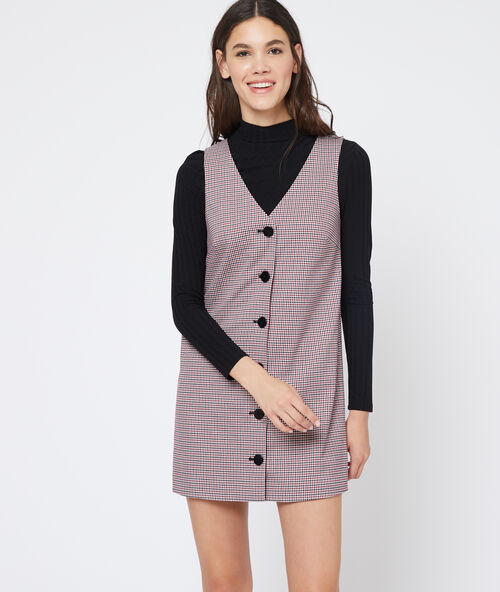 Latzkleid mit hahnentrittmuster marineblau.