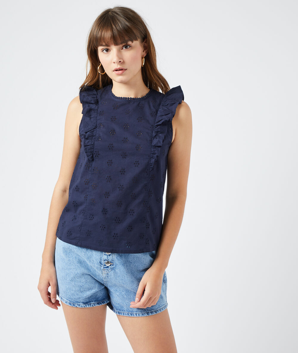 Bluse aus guipure-spitze marine.