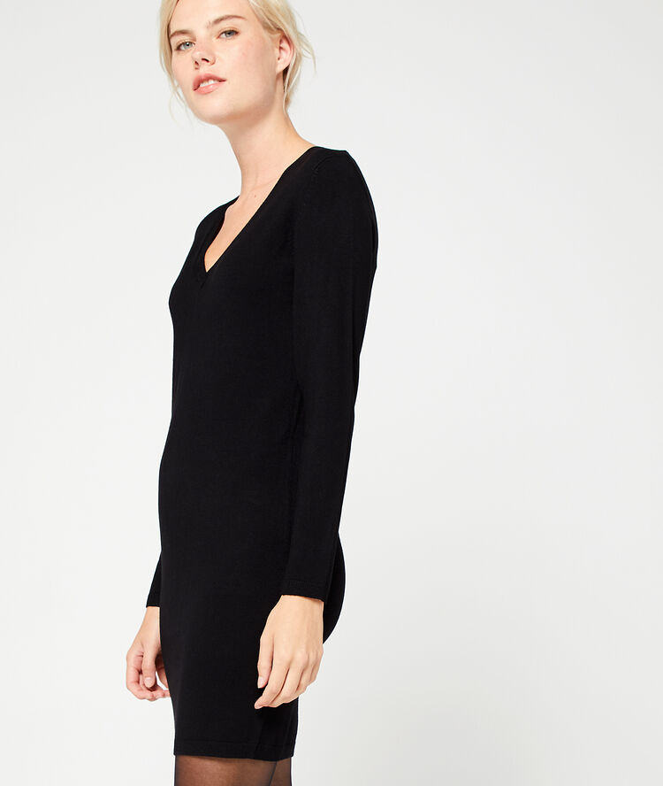 Pulloverkleid mit v-ausschnitt schwarz.
