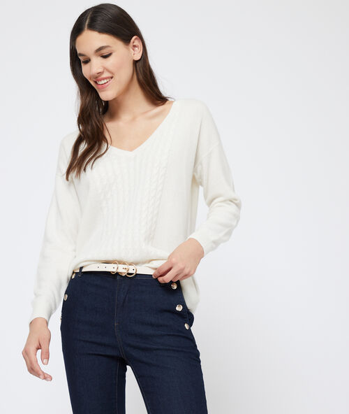 Kaschmirpullover mit zopfmuster ekr&uuml;.