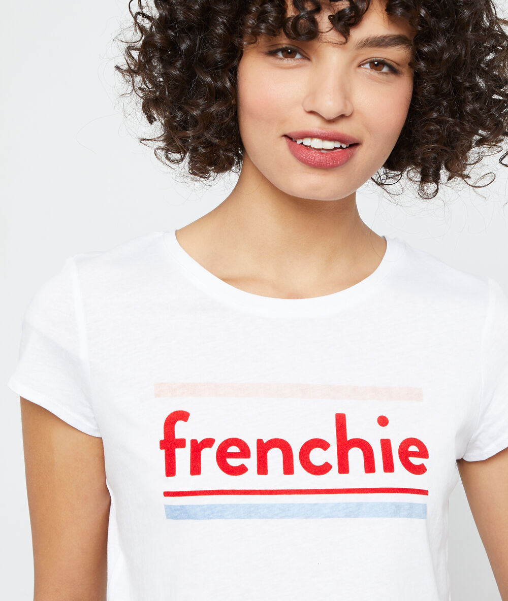 T-shirt aus bio-baumwolle „frenchie“ ekrü.