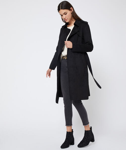 Mantel in wildlederoptik schwarz.