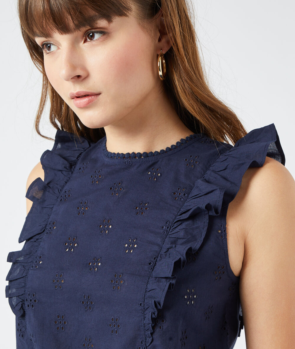 Bluse aus guipure-spitze marine.