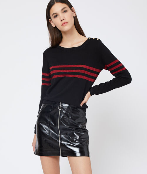 Gestreifter pullover mit metallic-fasern schwarz.