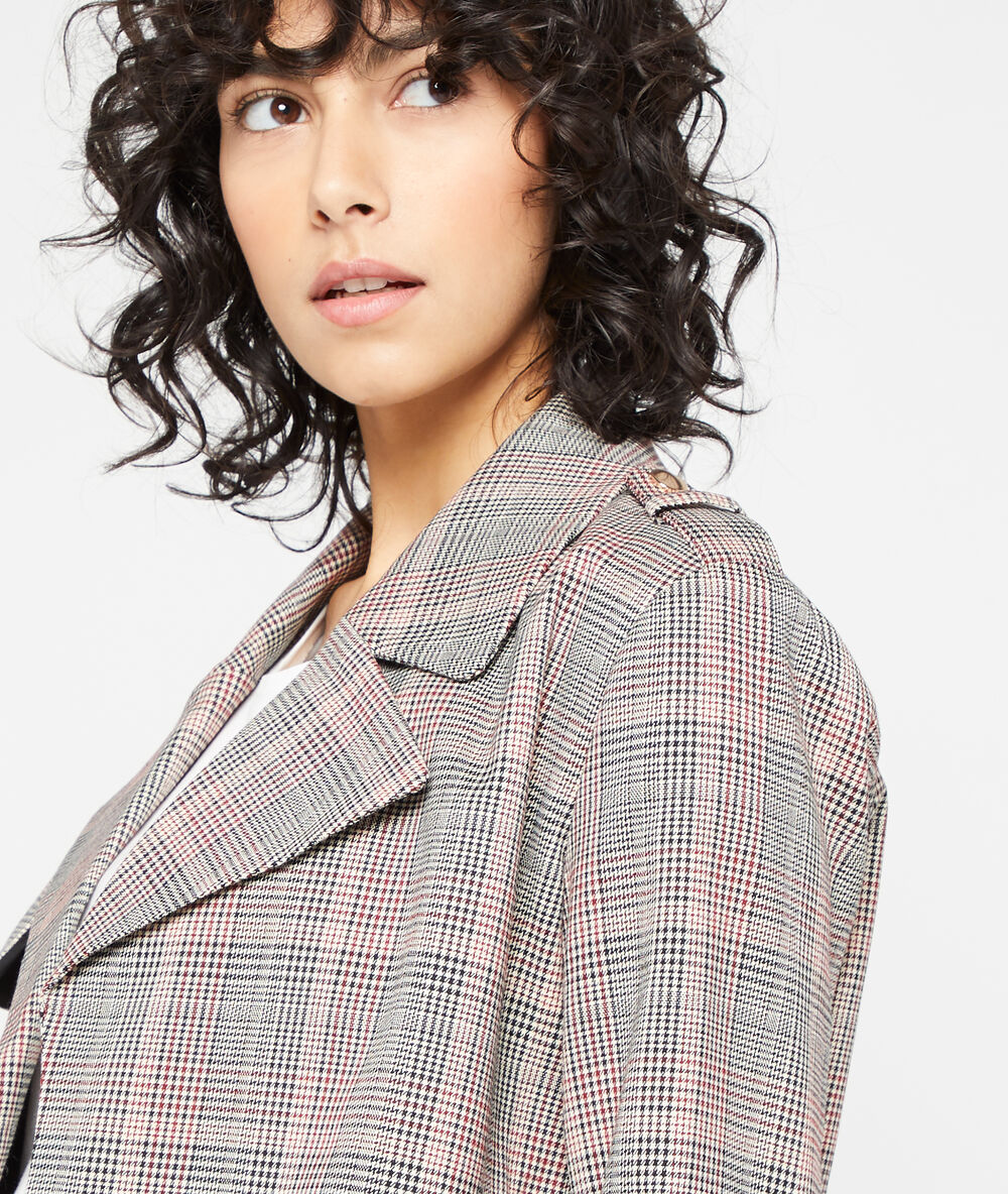 Bikerjacke mit prince-de-galle-motiven karmin.