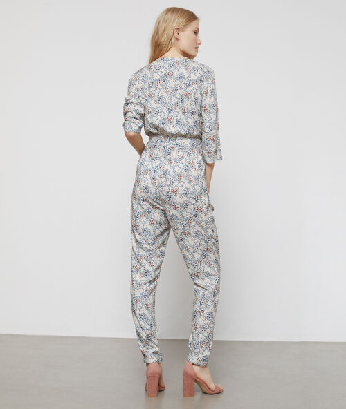Combinaison cache cœur à imprimé floral nude.