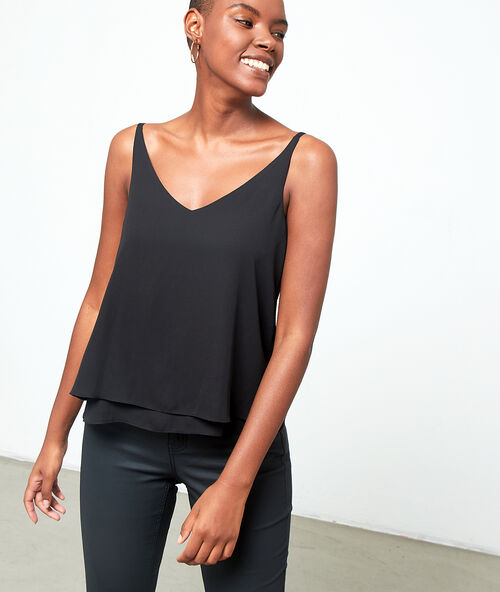 Flie&szlig;endes doppellagiges top schwarz.