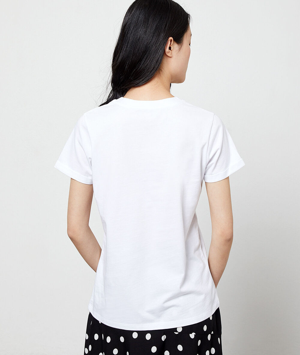T-shirt mit stickereien aus bio-baumwolle weiß.