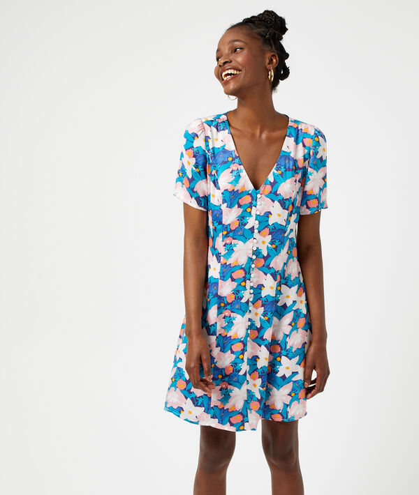 Geknöpftes Kleid mit floralem Print Geknöpftes Kleid mit floralem Print