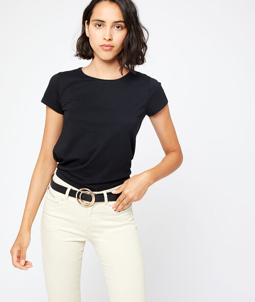 T-shirt  mit rundem ausschnitt aus baumwolle schwarz.