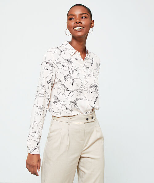 Hemd mit floralem print beige.