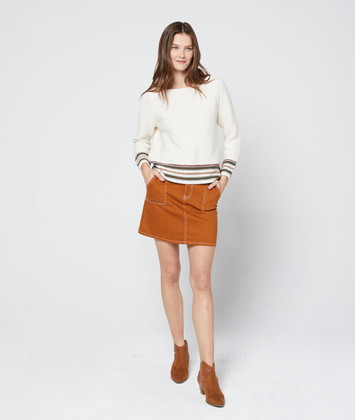 Rock mit aufgesetzten und abgesteppten taschen orange.