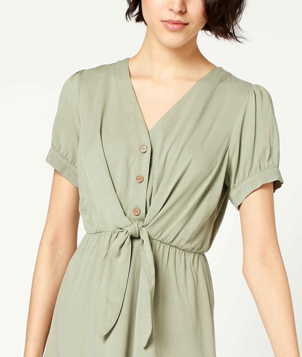 Fließendes kleid zum binden hellkaki.