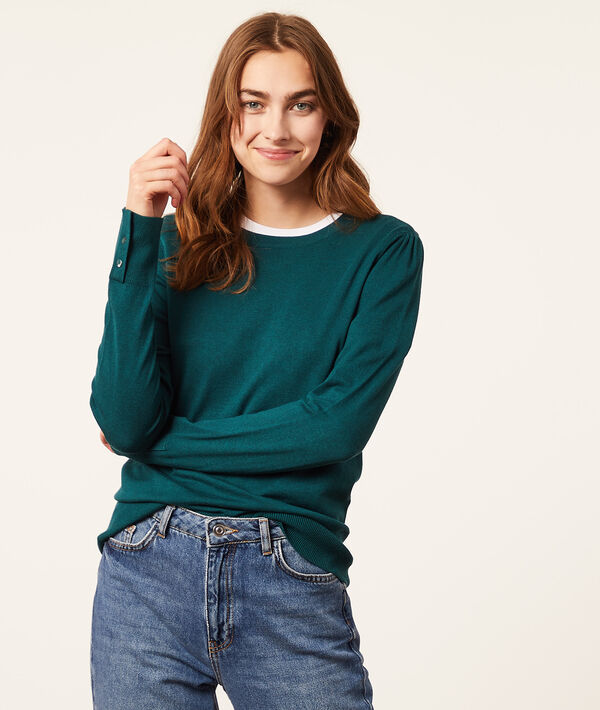 Pullover mit rundem Ausschnitt aus feinem Strick Pullover mit rundem Ausschnitt aus feinem Strick