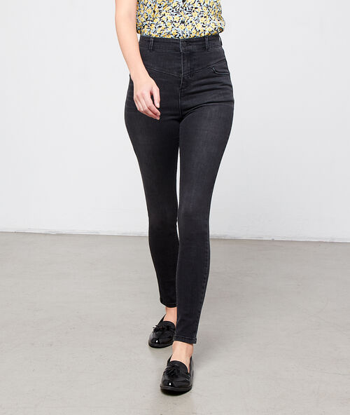 Jean slim taille haute noir.