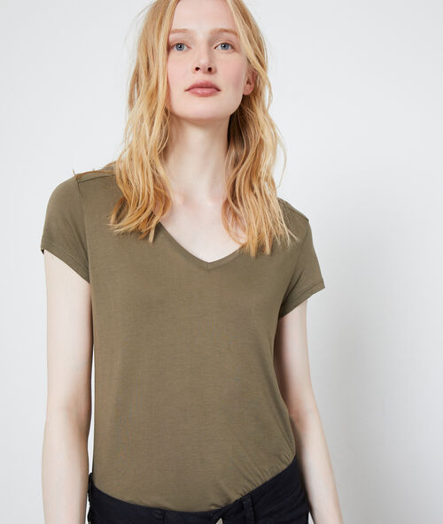 T-shirt mit v-ausschnitt kaki.