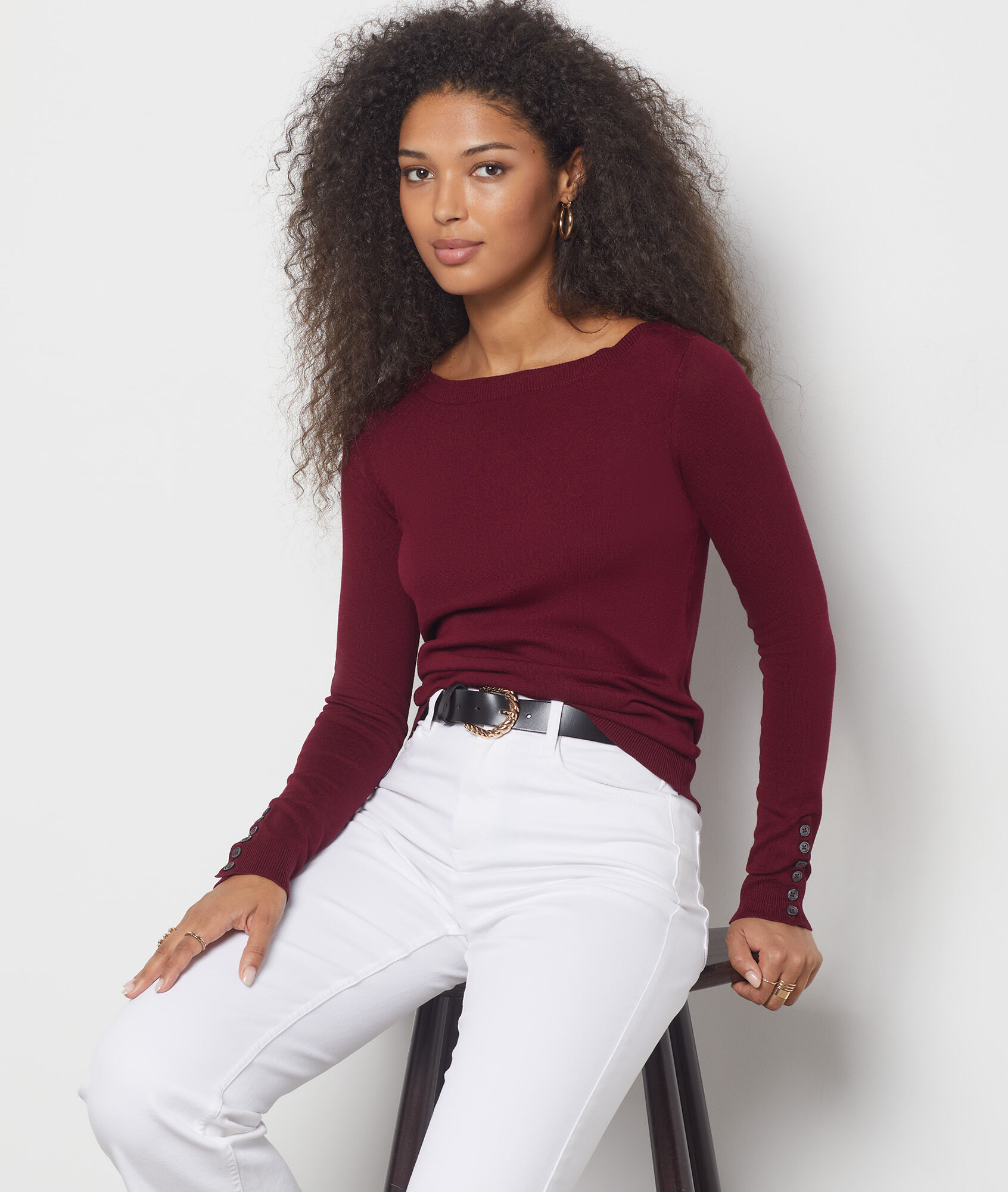 Pullover mit U-Boot-Ausschnitt CRISS BORDEAUX GRENAT - ETAM